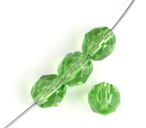 Fire-Polished 8mm Round Beads - Transparent Green Shades