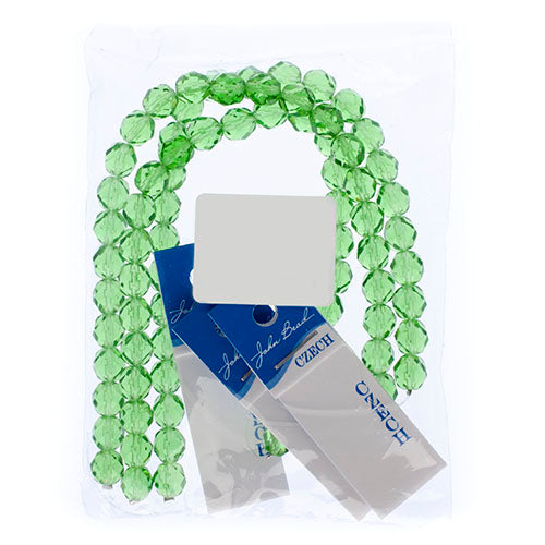 Czech Fire-Polished Round Bead 8mm Strands - Green Shades