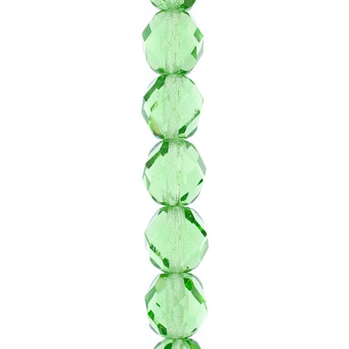 Czech Fire-Polished Round Bead 8mm Strands - Green Shades