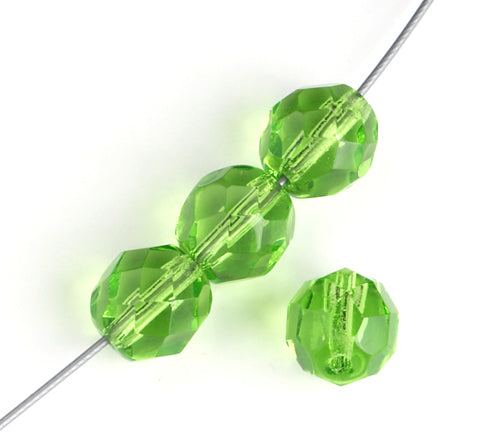 Fire-Polished 8mm Round Beads - Transparent Green Shades