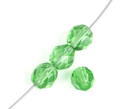 Fire-Polished 8mm Round Beads - Transparent Green Shades