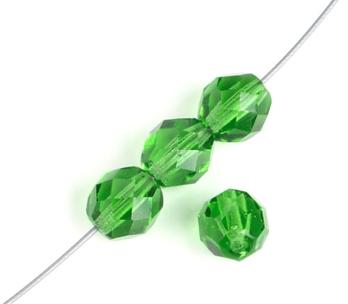 Fire-Polished 8mm Round Beads - Transparent Green Shades
