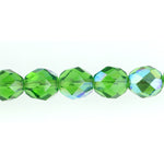 Fire-Polished 8mm Round Beads - Transparent Green Shades