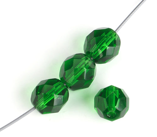Fire-Polished 8mm Round Beads - Transparent Green Shades