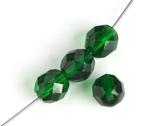 Fire-Polished 8mm Round Beads - Transparent Green Shades