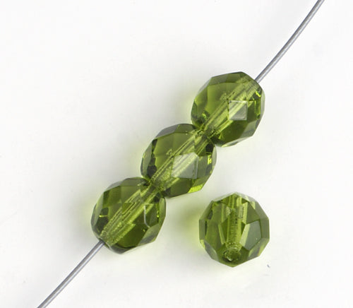 Fire-Polished 8mm Round Beads - Transparent Green Shades