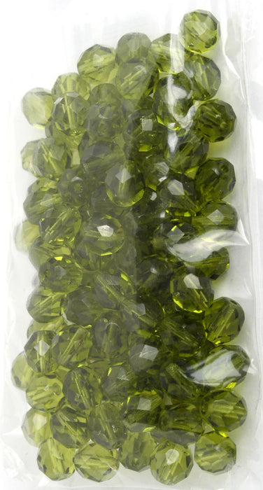 Fire-Polished 8mm Round Beads - Transparent Green Shades