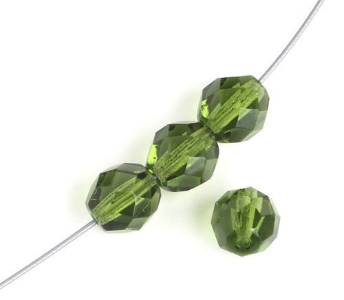 Fire-Polished 8mm Round Beads - Transparent Green Shades