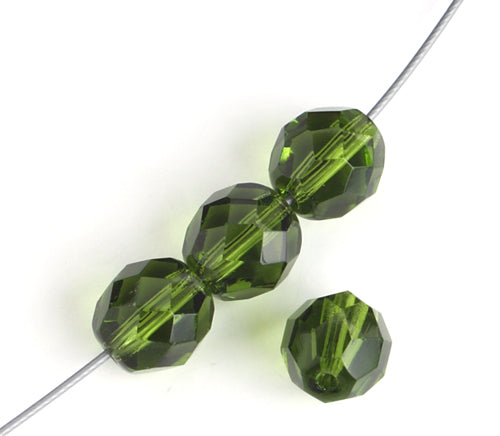 Fire-Polished 8mm Round Beads - Transparent Green Shades