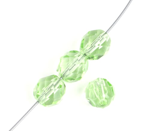 Fire-Polished 8mm Round Beads - Transparent Green Shades