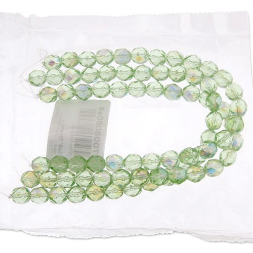 Fire-Polished 8mm Round Beads - Transparent Green Shades