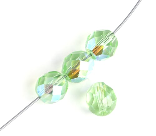Fire-Polished 8mm Round Beads - Transparent Green Shades