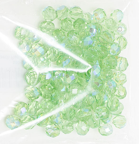 Fire-Polished 8mm Round Beads - Transparent Green Shades