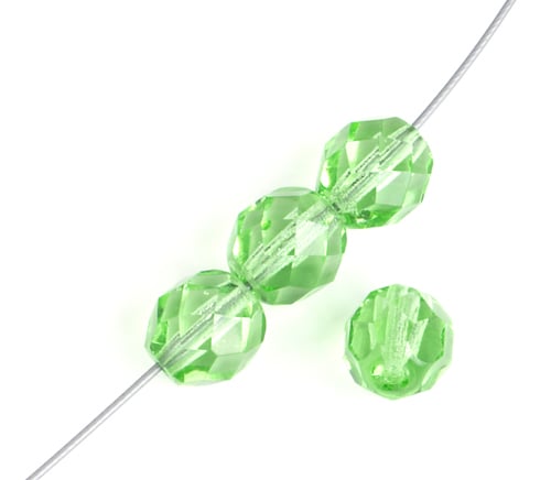Fire-Polished 8mm Round Beads - Transparent Green Shades
