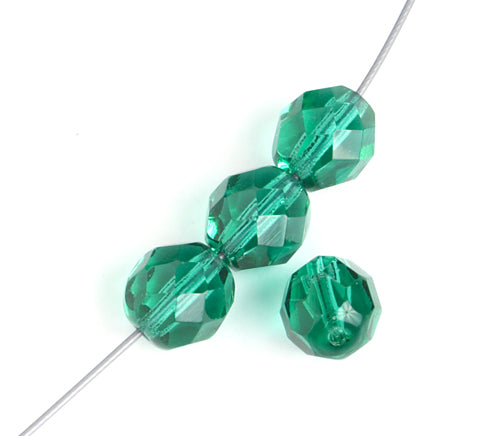 Fire-Polished 8mm Round Beads - Transparent Green Shades