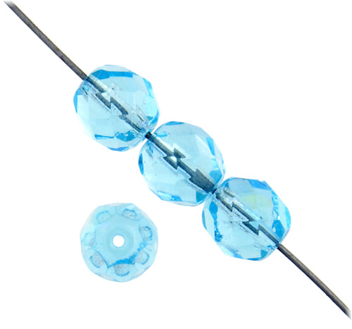 Czech Fire-Polished Round Bead 8mm Strands - Blue Shades