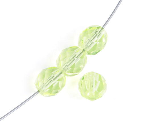 Fire-Polished 8mm Round Beads - Transparent Green Shades