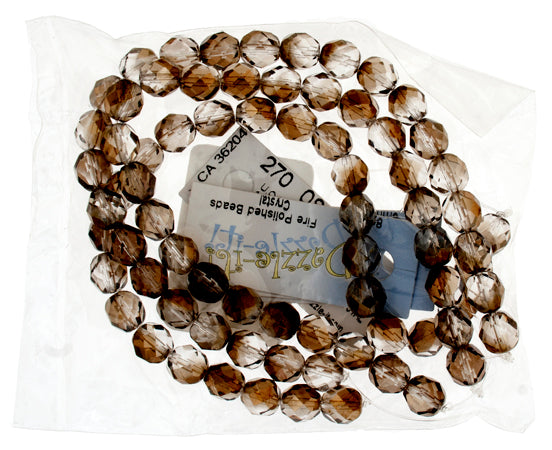 Czech Fire-Polished Round Bead 8mm Strands - Crystal/White Shades