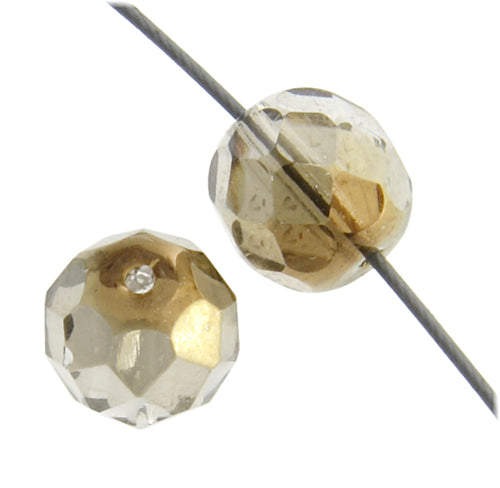 Czech Fire-Polished Round Bead 8mm Strands - Crystal/White Shades