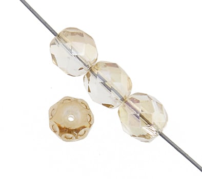 Czech Fire-Polished Round Bead 8mm Strands - Crystal/White Shades