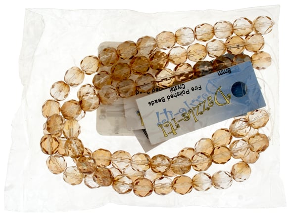 Czech Fire-Polished Round Bead 8mm Strands - Crystal/White Shades