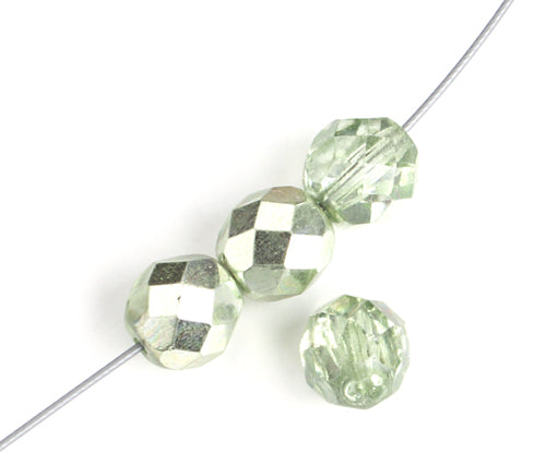 Fire-Polished 8mm Round Beads - Transparent Green Shades