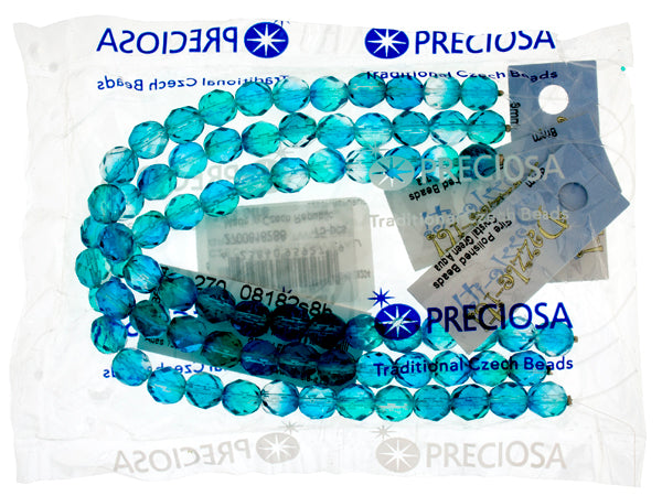Czech Fire-Polished Round Bead 8mm Strands - Blue Shades