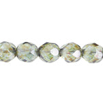 Fire-Polished 8mm Round Beads - Transparent Green Shades