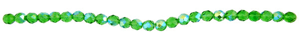 Czech Fire-Polished Round Bead 8mm Strands - Green Shades