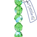 Czech Fire-Polished Round Bead 8mm Strands - Green Shades