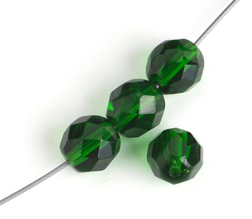 Fire-Polished 8mm Round Beads - Transparent Green Shades