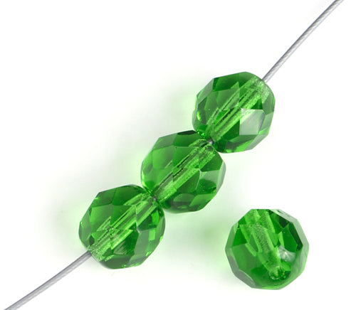 Fire-Polished 8mm Round Beads - Transparent Green Shades