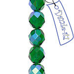 Czech Fire-Polished Round Bead 8mm Strands - Green Shades