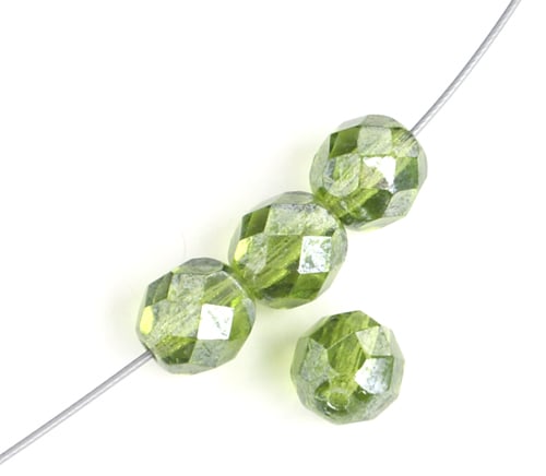 Fire-Polished 8mm Round Beads - Transparent Green Shades