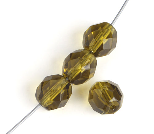 Fire-Polished 8mm Round Beads - Transparent Green Shades