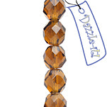Czech Fire-Polished Round Bead 8mm Strands - Brown Shades