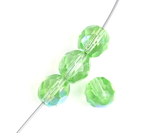 Fire-Polished 8mm Round Beads - Transparent Green Shades