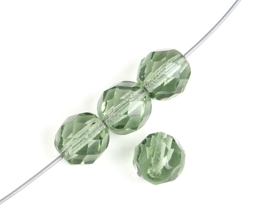 Fire-Polished 8mm Round Beads - Transparent Green Shades
