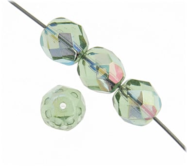 Fire-Polished 8mm Round Beads - Transparent Green Shades