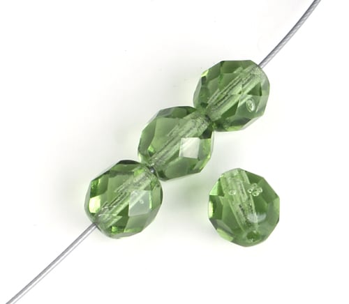 Fire-Polished 8mm Round Beads - Transparent Green Shades