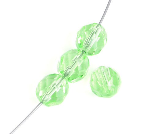 Fire-Polished 8mm Round Beads - Transparent Green Shades