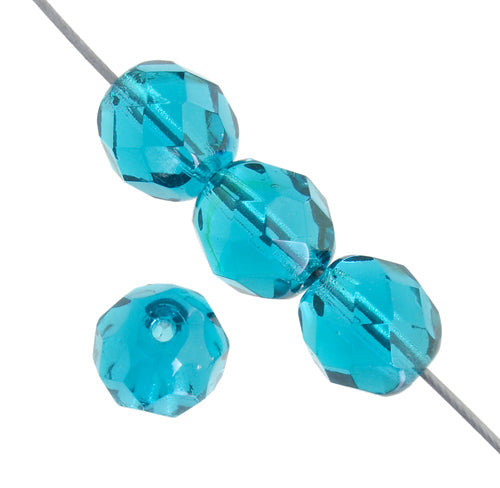 Czech Fire-Polished Round Bead 8mm Strands - Blue Shades