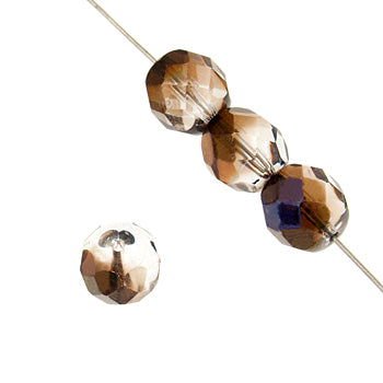 Czech Fire-Polished Round Bead 8mm Strands - Crystal/White Shades