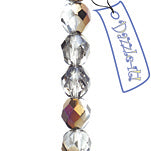 Czech Fire-Polished Round Bead 8mm Strands - Crystal/White Shades