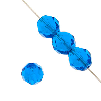 Czech Fire-Polished Round Bead 8mm Strands - Blue Shades