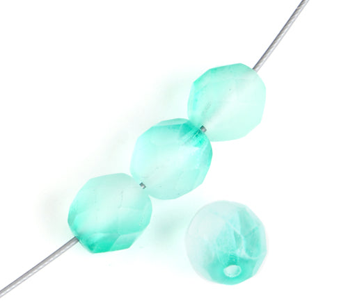 Fire-Polished 8mm Round Beads - Transparent Green Shades