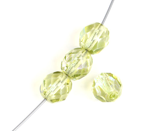 Fire-Polished 8mm Round Beads - Transparent Green Shades