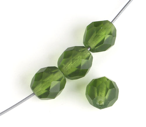 Fire-Polished 8mm Round Beads - Transparent Green Shades