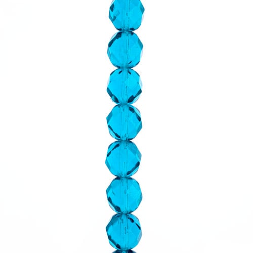 Czech Fire-Polished Round Bead 8mm Strands - Blue Shades