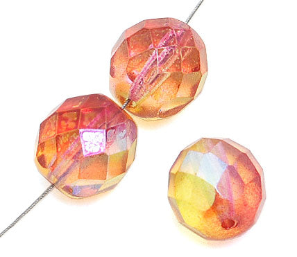Fire-Polished Round Beads 10mm - Two-Tone Shades
